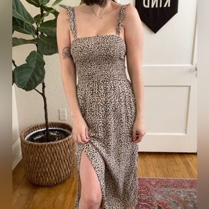 Abercrombie Animal Print Midi Dress with Ruffled Sleeve Detail